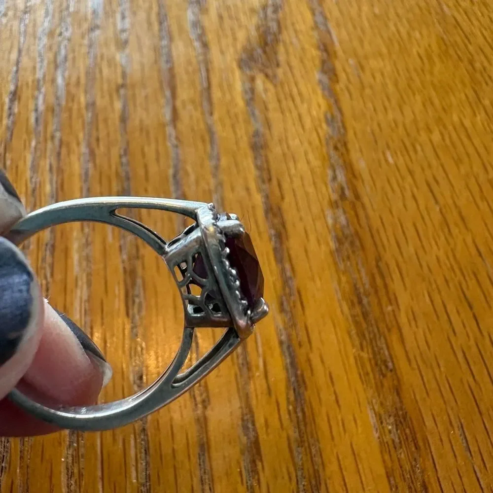 Sterling Silver Lab Created Alexandrite Halo Ring - Elegant Women's Jewelry